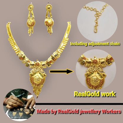 Elegant Gold- Plated Necklace with Matching Earrings Jewellery set