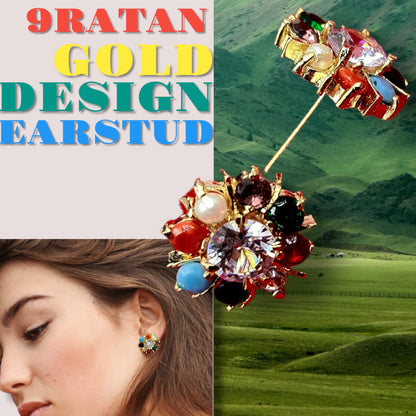 Elegant Gold-Plated stone beaded Earrings Jewellery Set