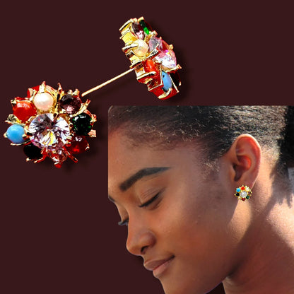 Elegant Gold-Plated stone beaded Earrings Jewellery Set