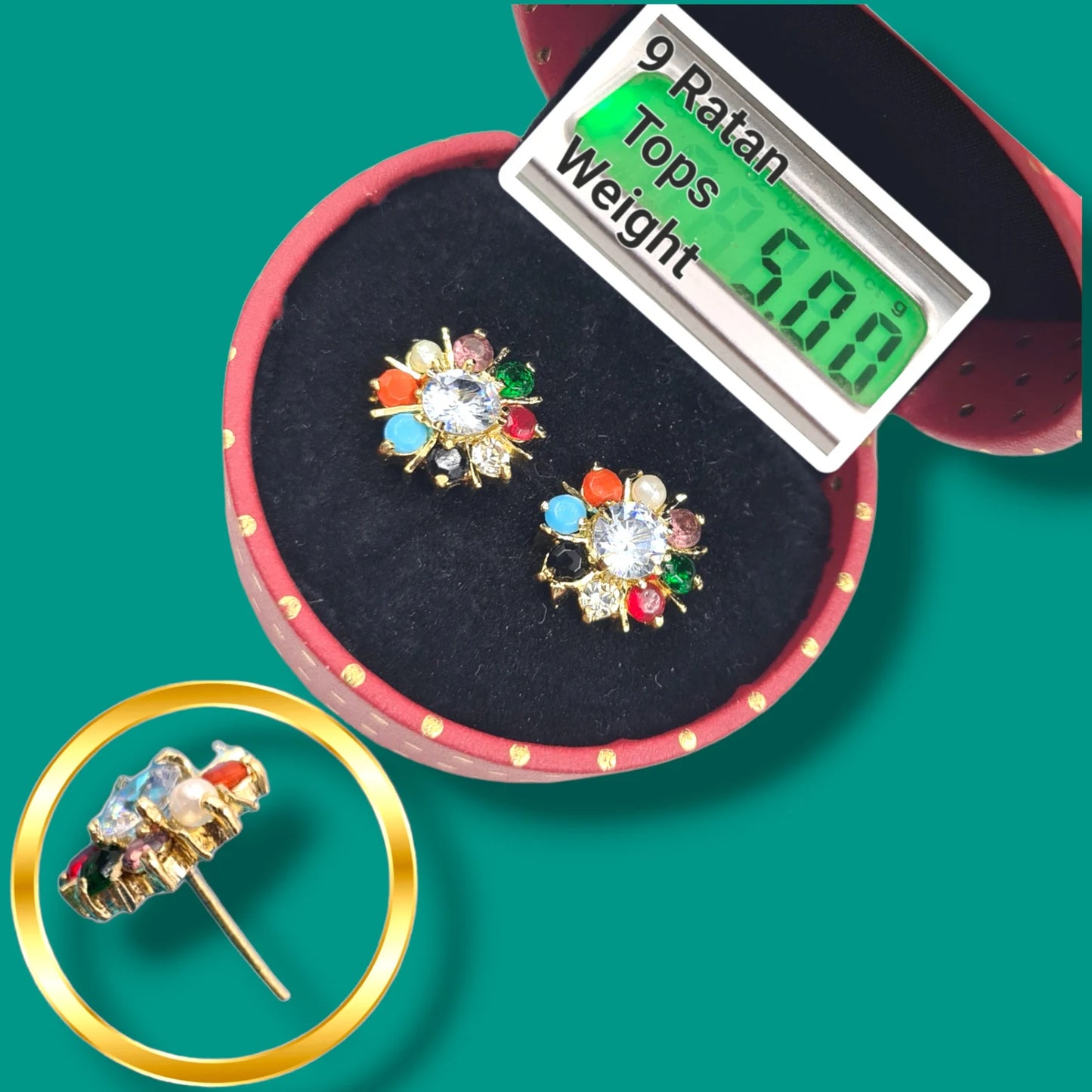 Elegant Gold-Plated stone beaded Earrings Jewellery Set