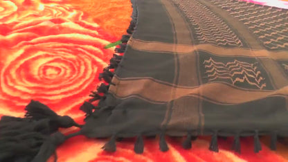 Palestine Dark Brown Coffee Keffiyeh Kufiya Scarf (48*48)Free Palestine Traditional Shemagh With Tassels Arafat Hatta Arab Style Headscarf