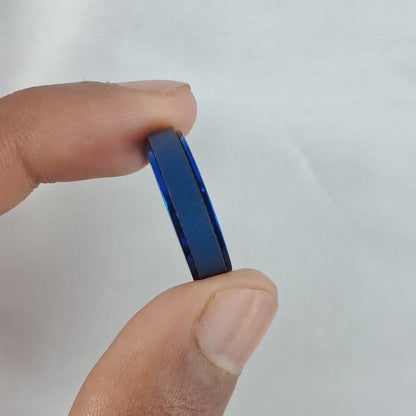 6mm Tungsten Ring Sandblasted Blue Rotating Rings For Men and Women, Wedding Tungsten band, Anniversary Ring for women, Valentines