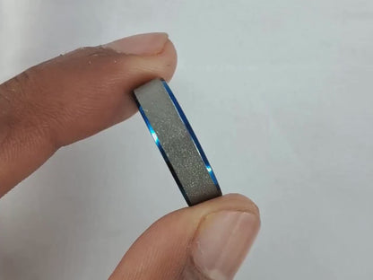 8mm brushed tungsten rings with a blue inner band Men's Tungsten Wedding Band, Men Tungsten ring Free Custom Engraving